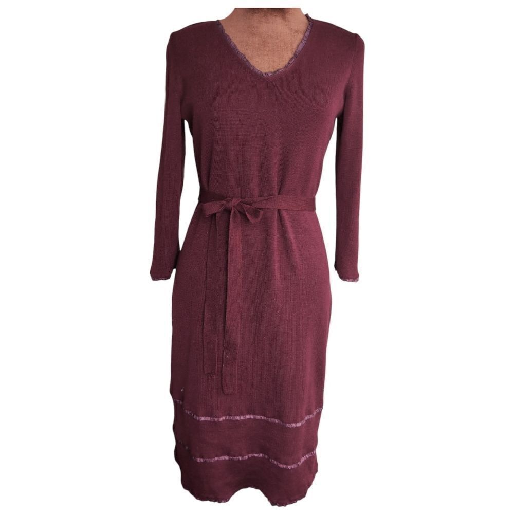 Roccobarocco burgundy wool blend sweater  dress size M 3/4 sleeves VINTAGE